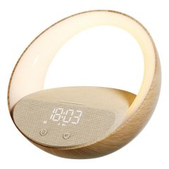 Moye Aurora Glow Lamp with Clock, Wireless Speaker and Charger