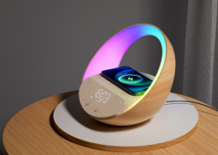 Moye Aurora Glow Lamp with Clock, Wireless Speaker and Charger