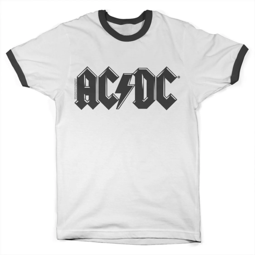 AC/DC Black Logo Retro Ringer (T-Shirt) - Veľkosť: L