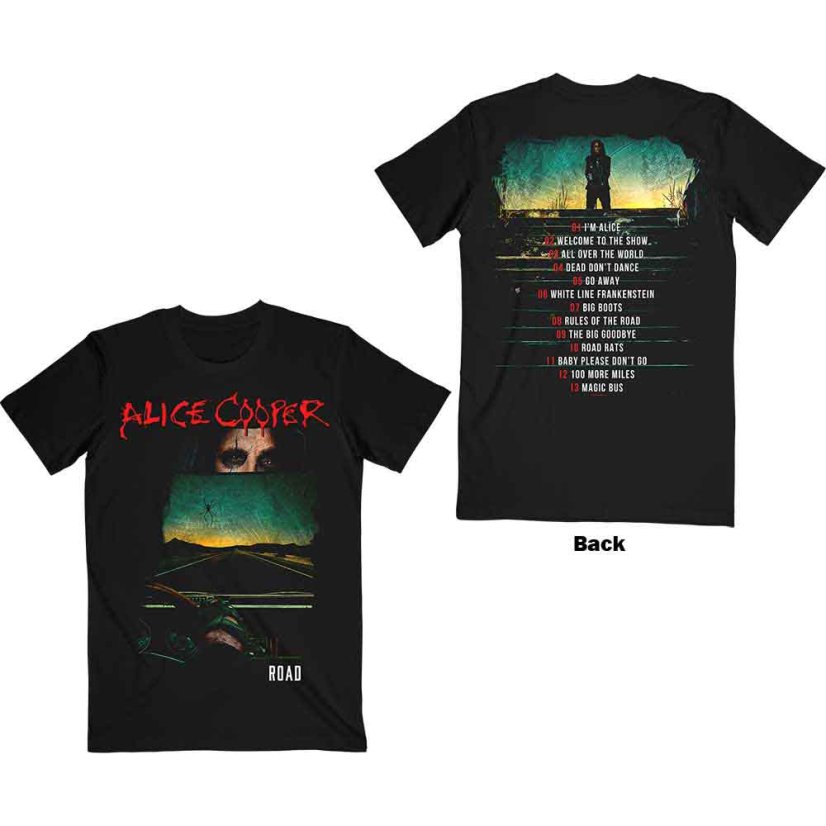 Alice Cooper - Road Cover Tracklist (Back Print) (tričko) - Veľkosť: XXL